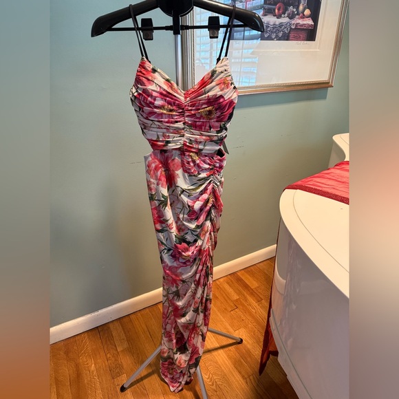 Express Dresses & Skirts - Express Pink Floral Mesh Cut Out Dress